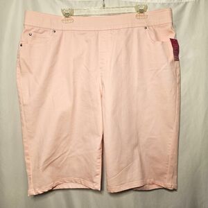 Kim Rogers Womens Pink Cotton Stretch Pull-on Bermuda Shorts 20W